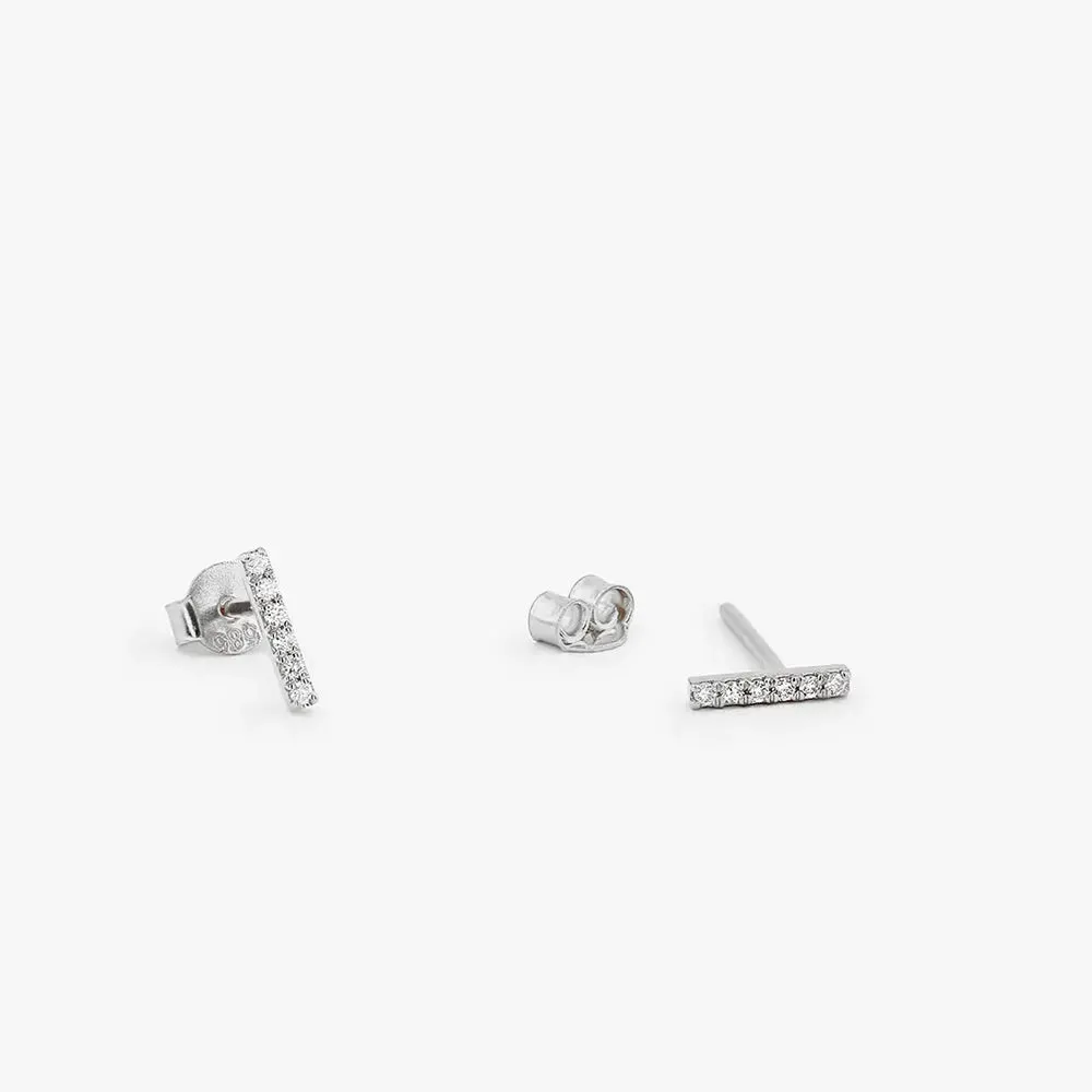 0.10CTW Diamond Bar Stud Earrings