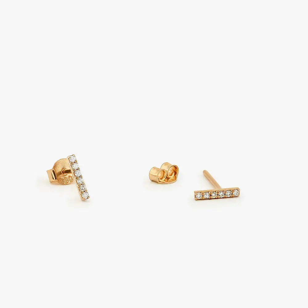 0.10CTW Diamond Bar Stud Earrings