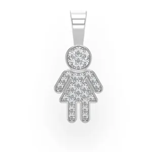 0.10CTW Round Diamond Mini Girl Pendant