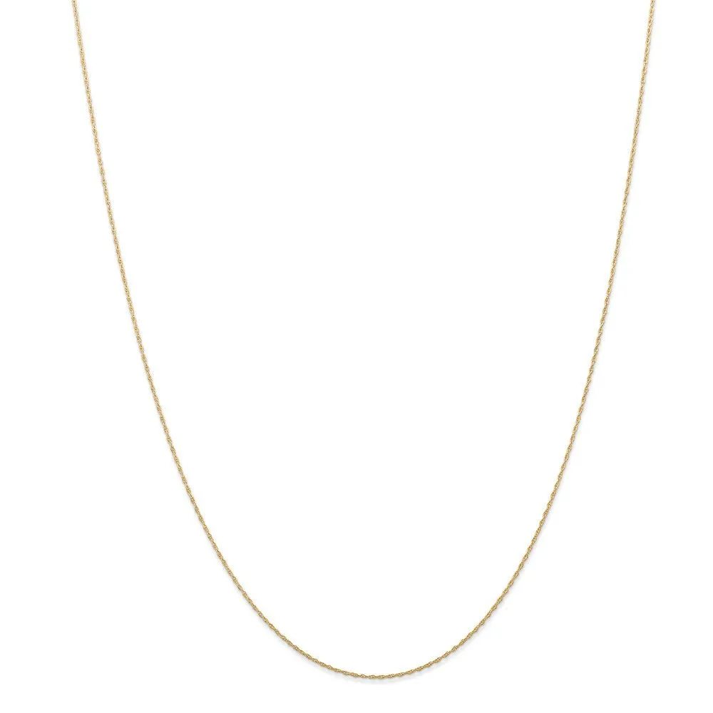 0.5mm, 14k Yellow Gold, Cable Rope Chain Necklace