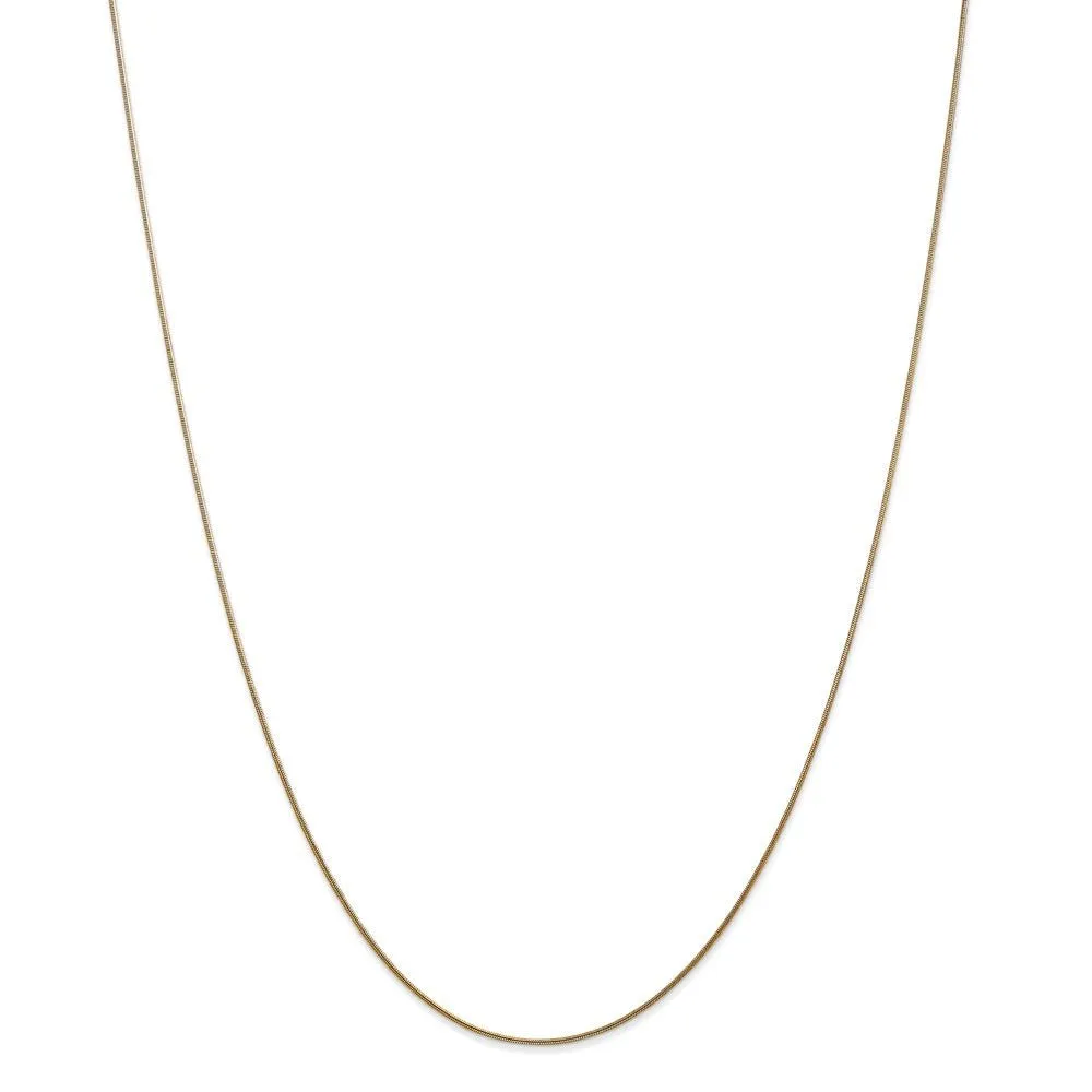 0.8mm 14k Yellow Gold Solid Round Snake Chain Necklace