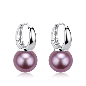 10-11mm Purple Freshwater Pearl & Classic Hoop Earrings