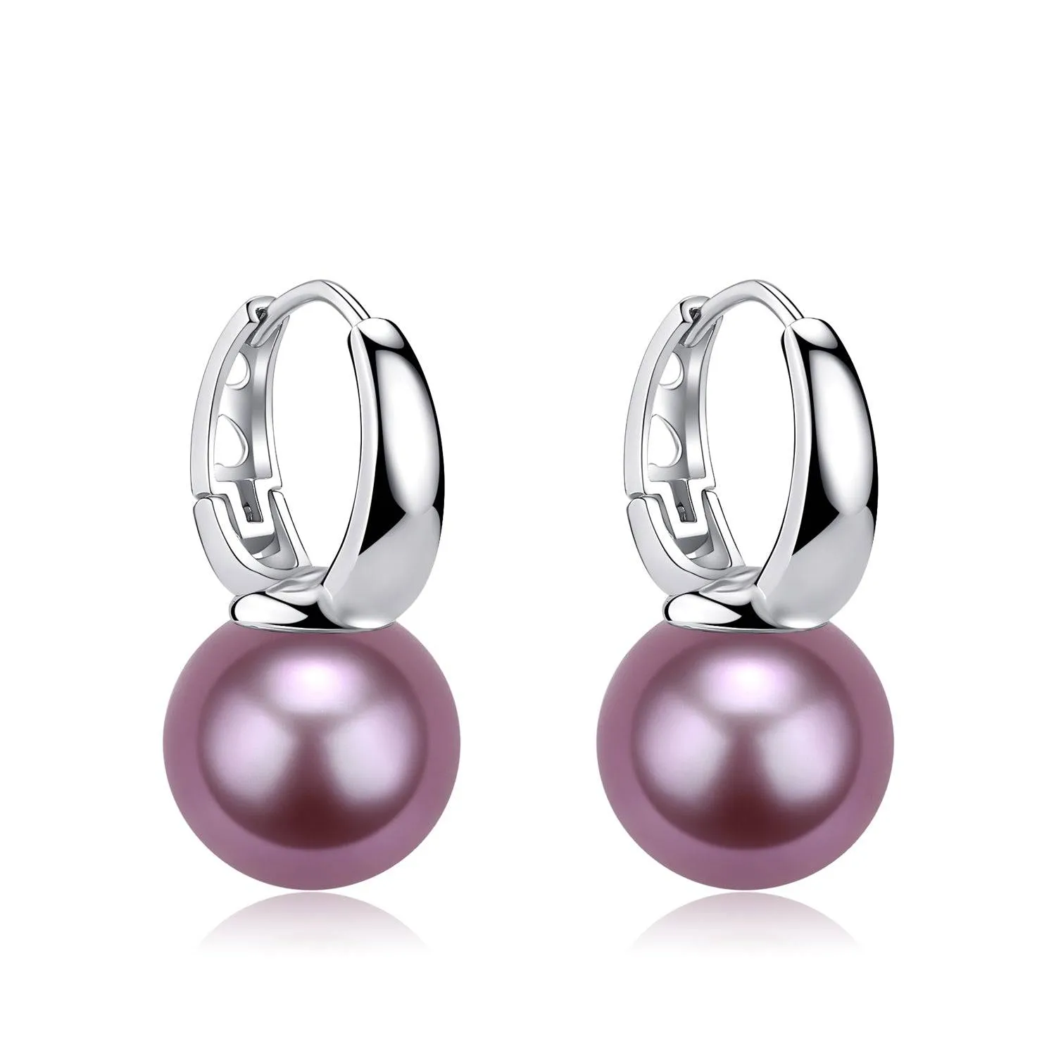 10-11mm Purple Freshwater Pearl & Classic Hoop Earrings