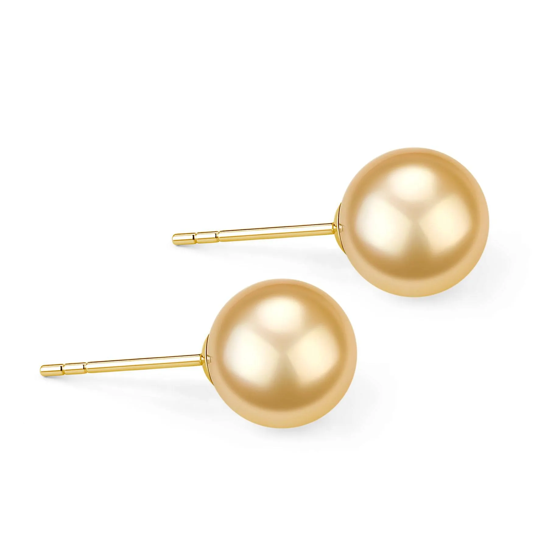 10-12mm 18K Gold Golden South Sea Pearl & Classic Earrings