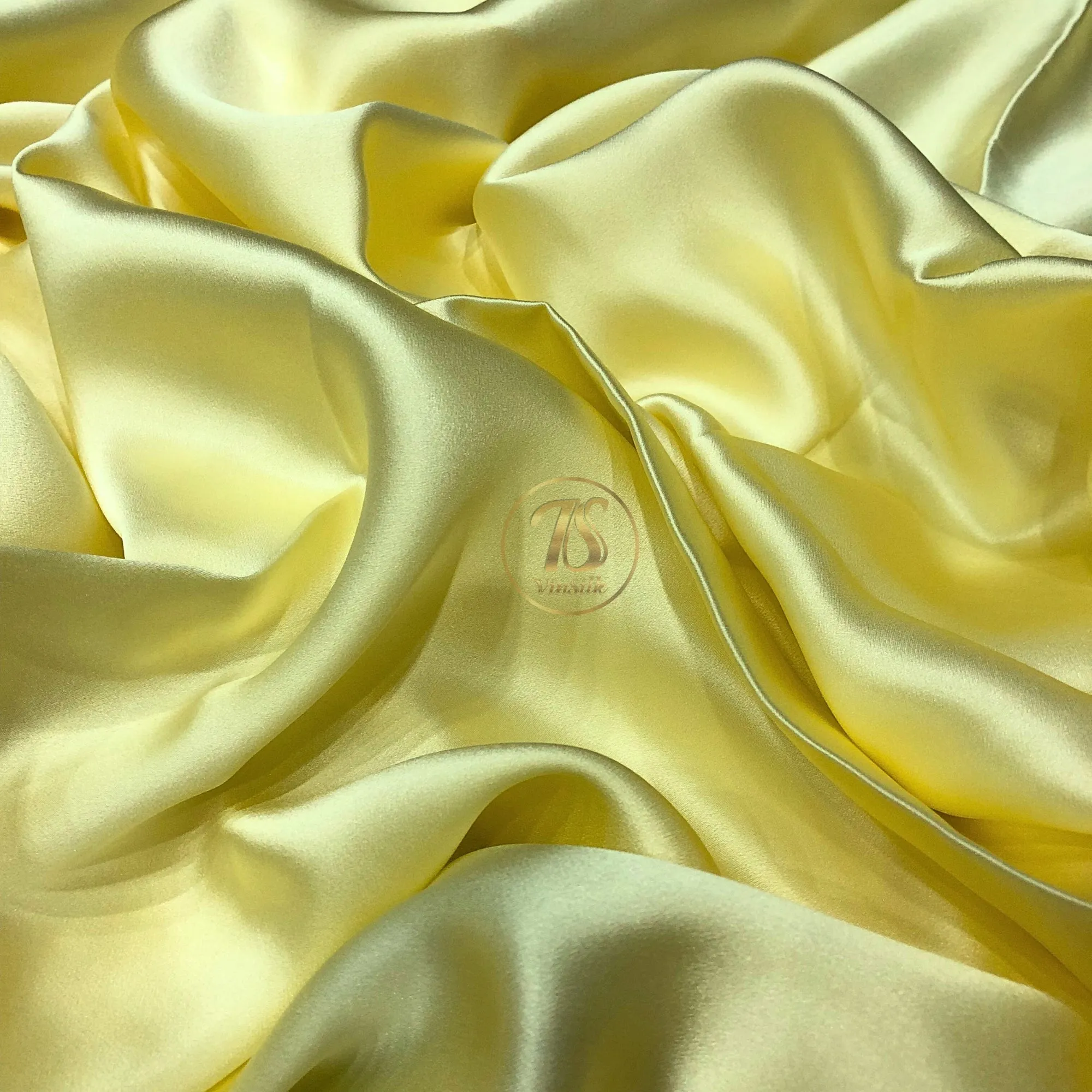 100% PURE MULBERRY SILK fabric by the yard – Satin silk fabric – 19mm - Organic fiber - Wedding dress - Gift for women - Light yellow silk satin