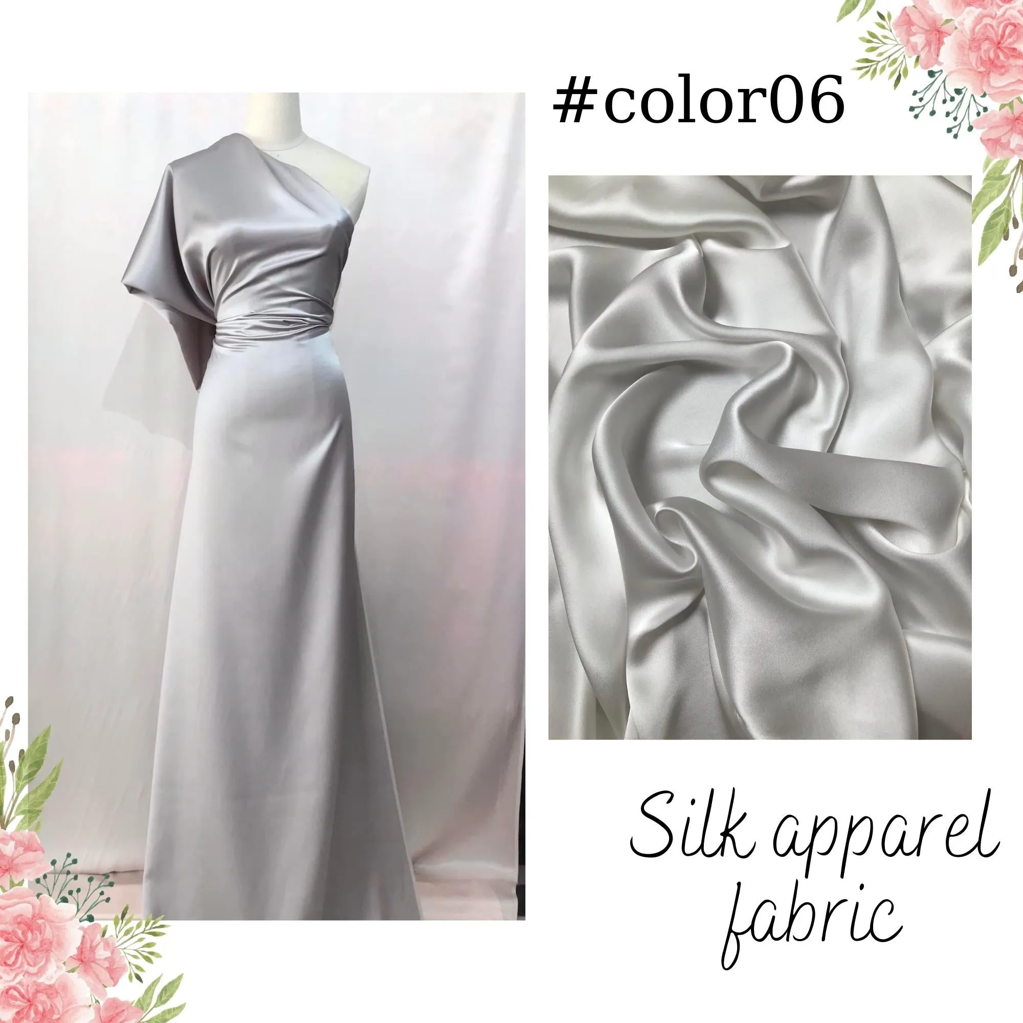 100% PURE MULBERRY SILK fabric by the yard – Satin silk fabric – 19mm - Organic fiber - Wedding dress - Gift for women - Sewing clothes