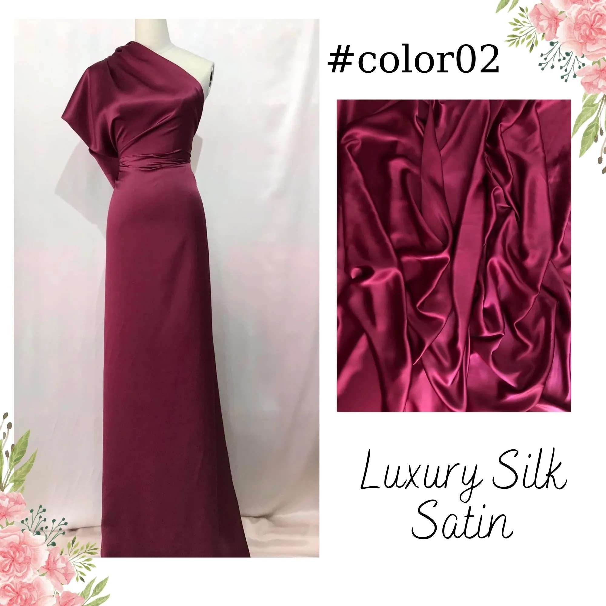 100% PURE MULBERRY SILK fabric by the yard – Satin silk fabric – 19mm - Organic fiber - Wedding dress - Gift for women - Sewing clothes