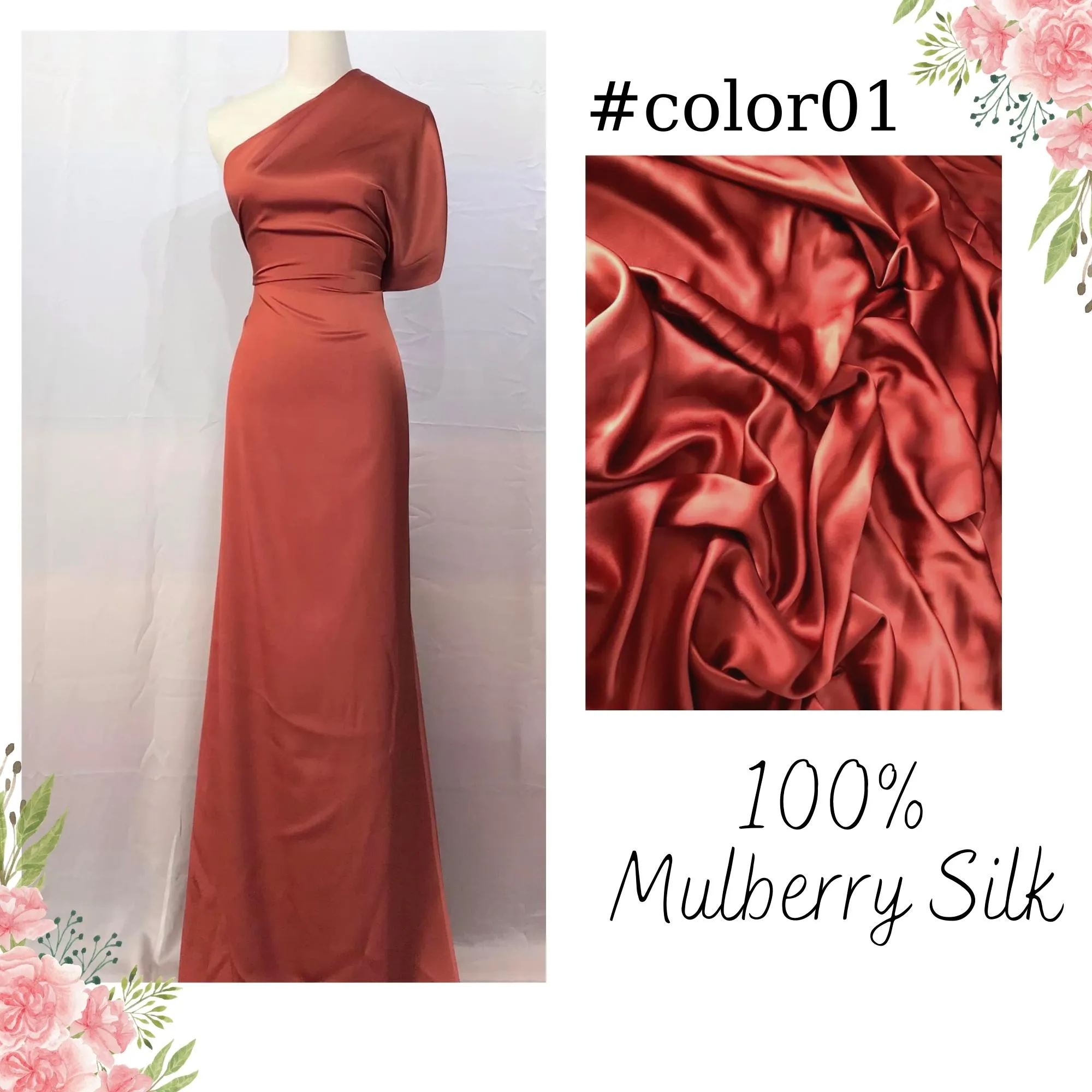 100% PURE MULBERRY SILK fabric by the yard – Satin silk fabric – 19mm - Organic fiber - Wedding dress - Gift for women - Sewing clothes