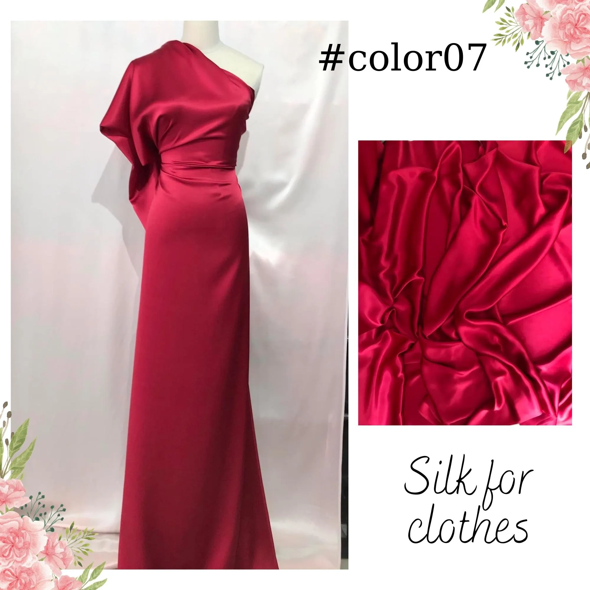 100% PURE MULBERRY SILK fabric by the yard – Satin silk fabric – 19mm - Organic fiber - Wedding dress - Gift for women - Silk for sewing