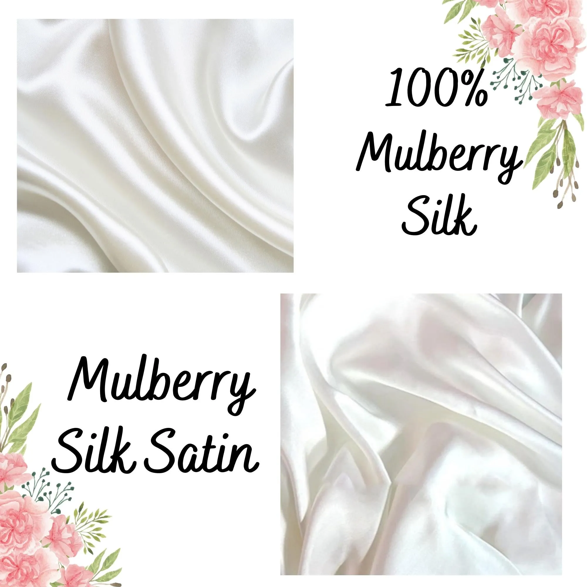 100% PURE MULBERRY SILK fabric by the yard – White satin silk fabric – 19mm - Organic fiber - Wedding dress - Gift for women - Silk for sewing