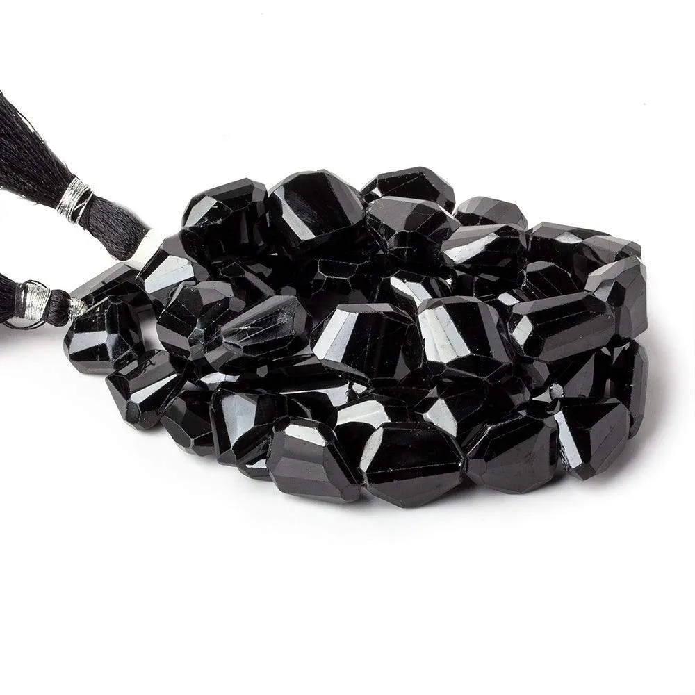 10x11-19x9mm Black Spinel Angular Faceted Nuggets 12 inch 25 beads