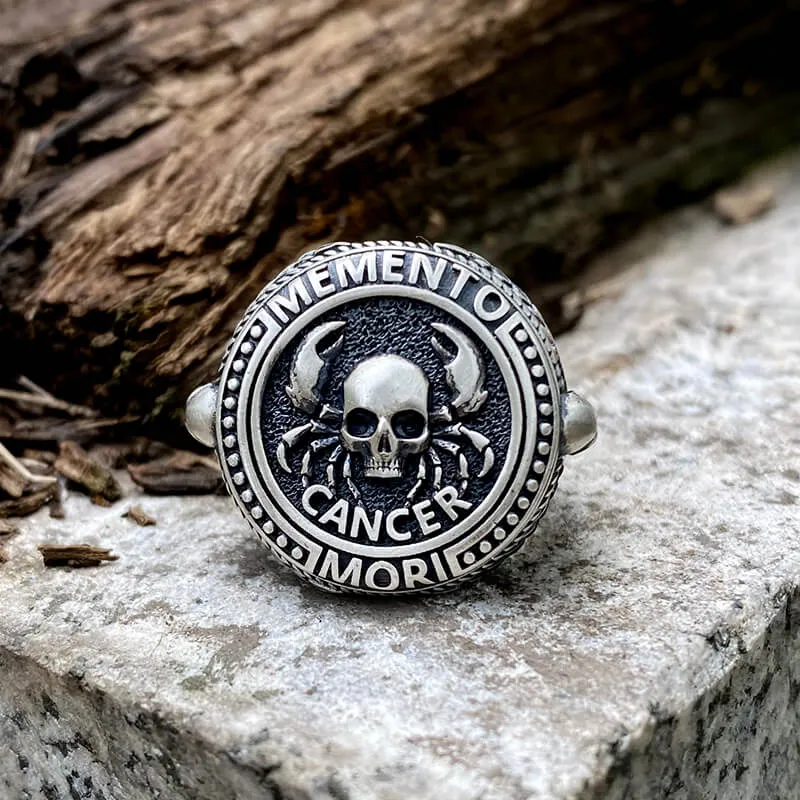 12 Constellations Zodiac Sign Sterling Silver Skull Ring