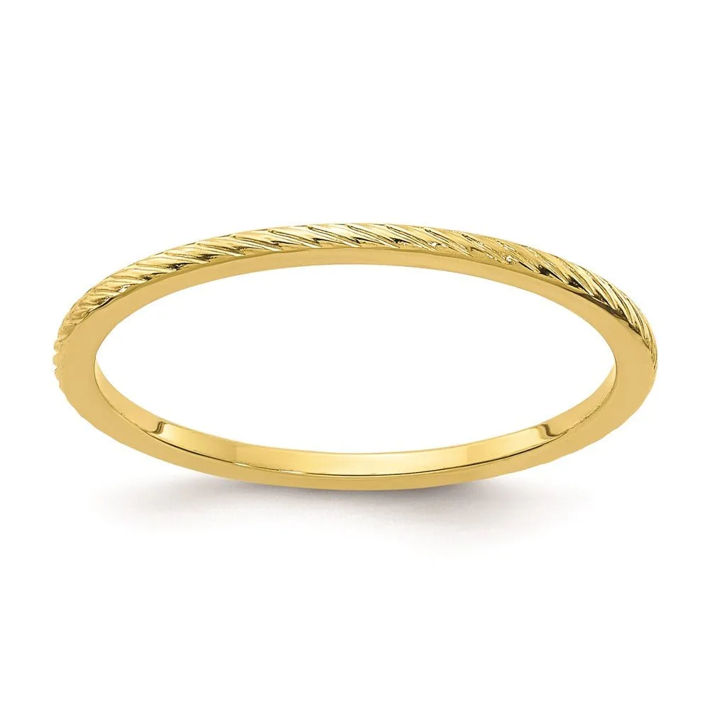 1.2mm 10k Yellow Gold Twisted Pattern Stackable Band