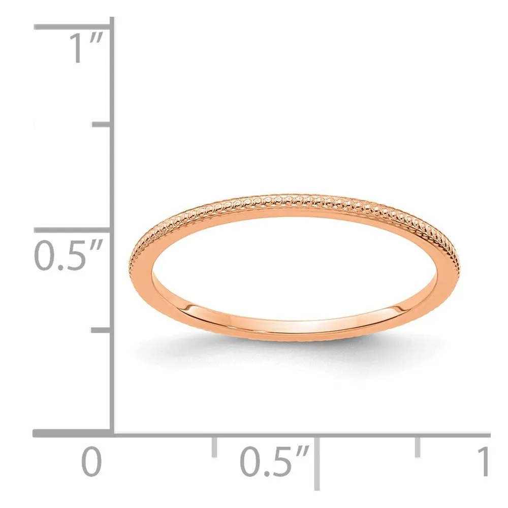 1.2mm 14k Rose Gold Beaded Stackable Band