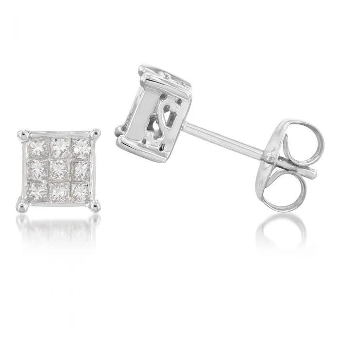 14ct White Gold 1/4 Carat Diamond Stud Earrings