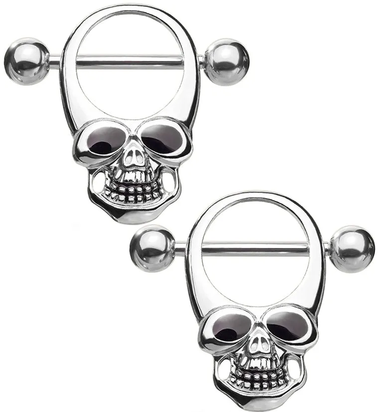 14G Silver Skull Nipple Shield