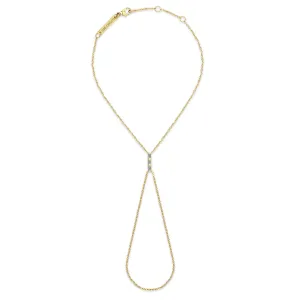 14k Channel Set Baguette Diamond Bar Hand Chain