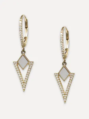 14K Diamond & Mother Of Pearl Luminare Earrings