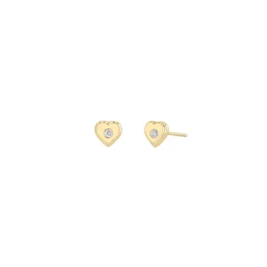 14k Diamond Nugget Heart Studs