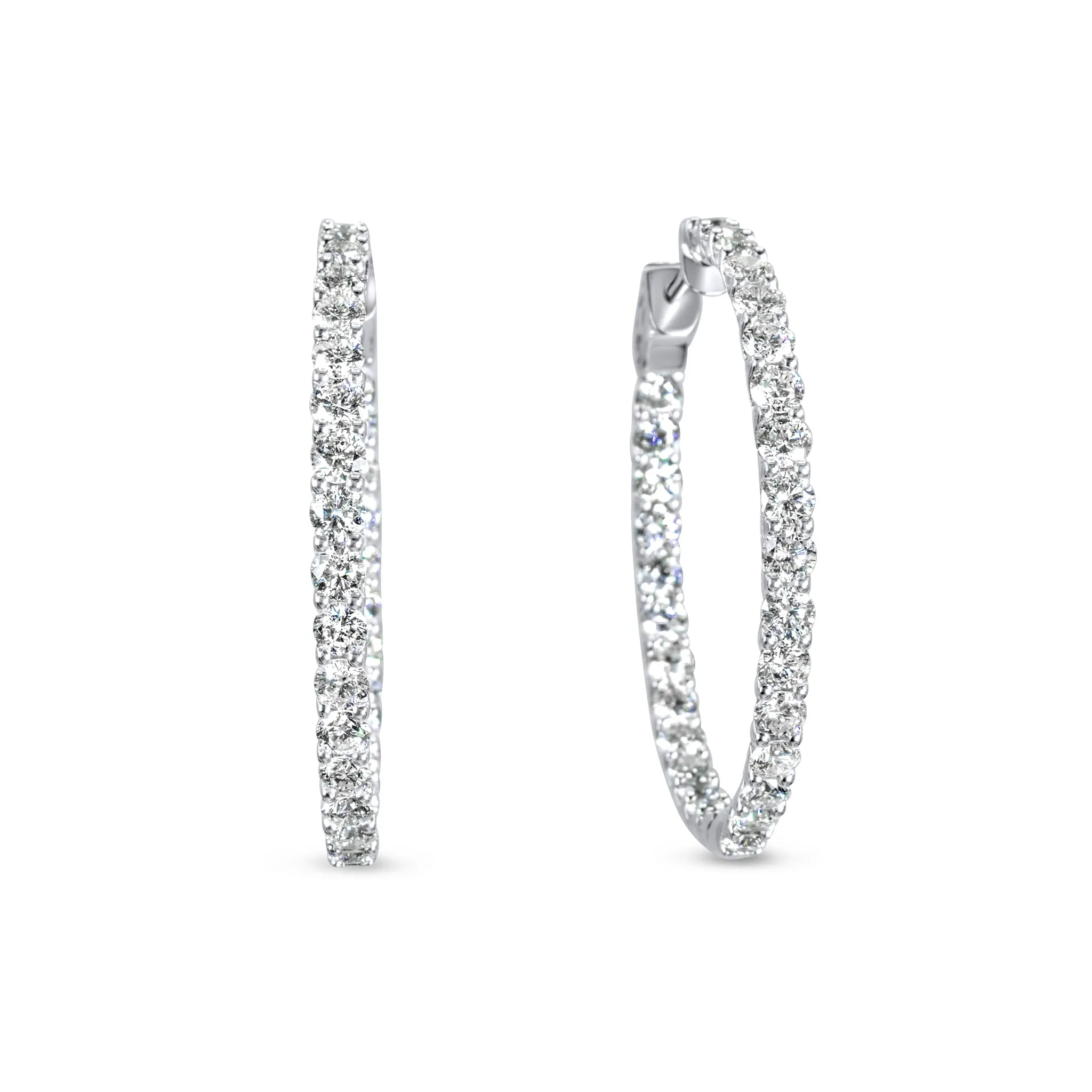 14k White Gold Diamond Hoop Earrings 5.28 ctw