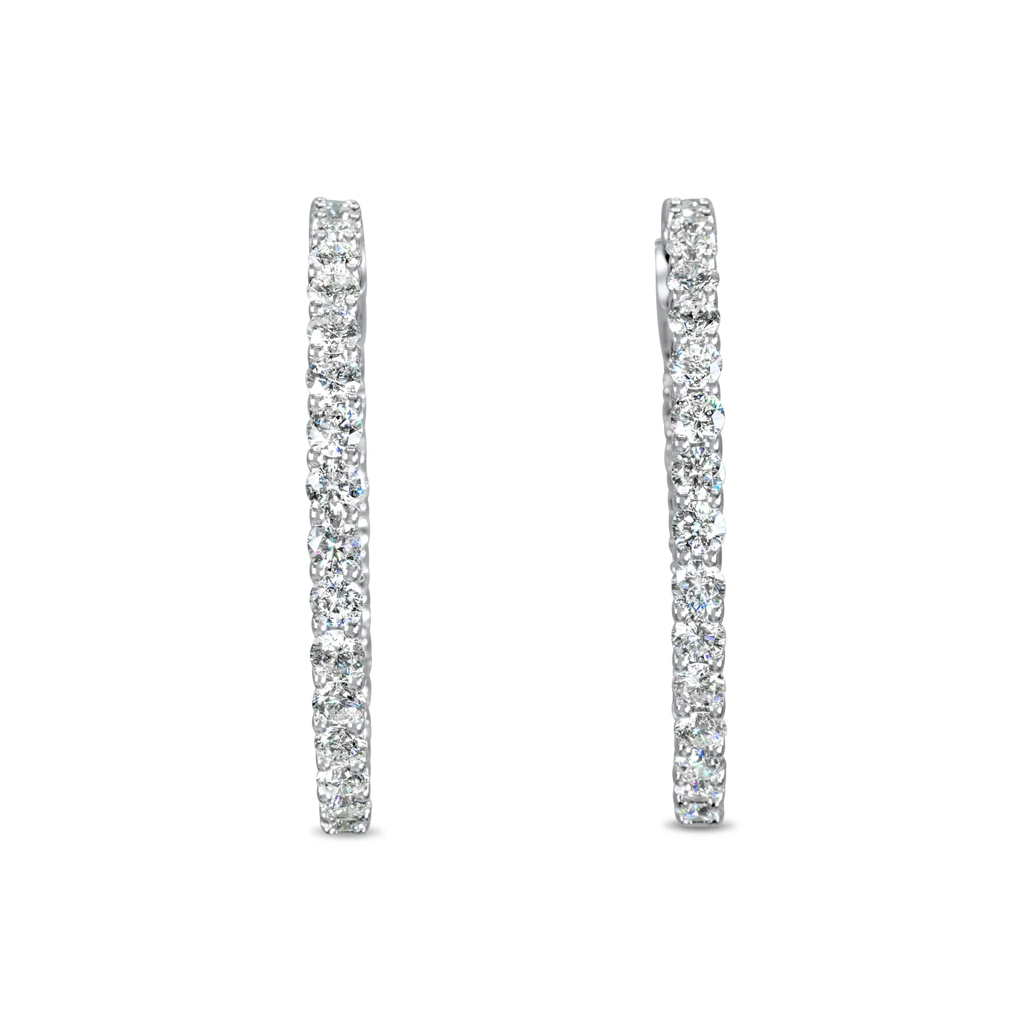 14k White Gold Diamond Hoop Earrings 5.28 ctw