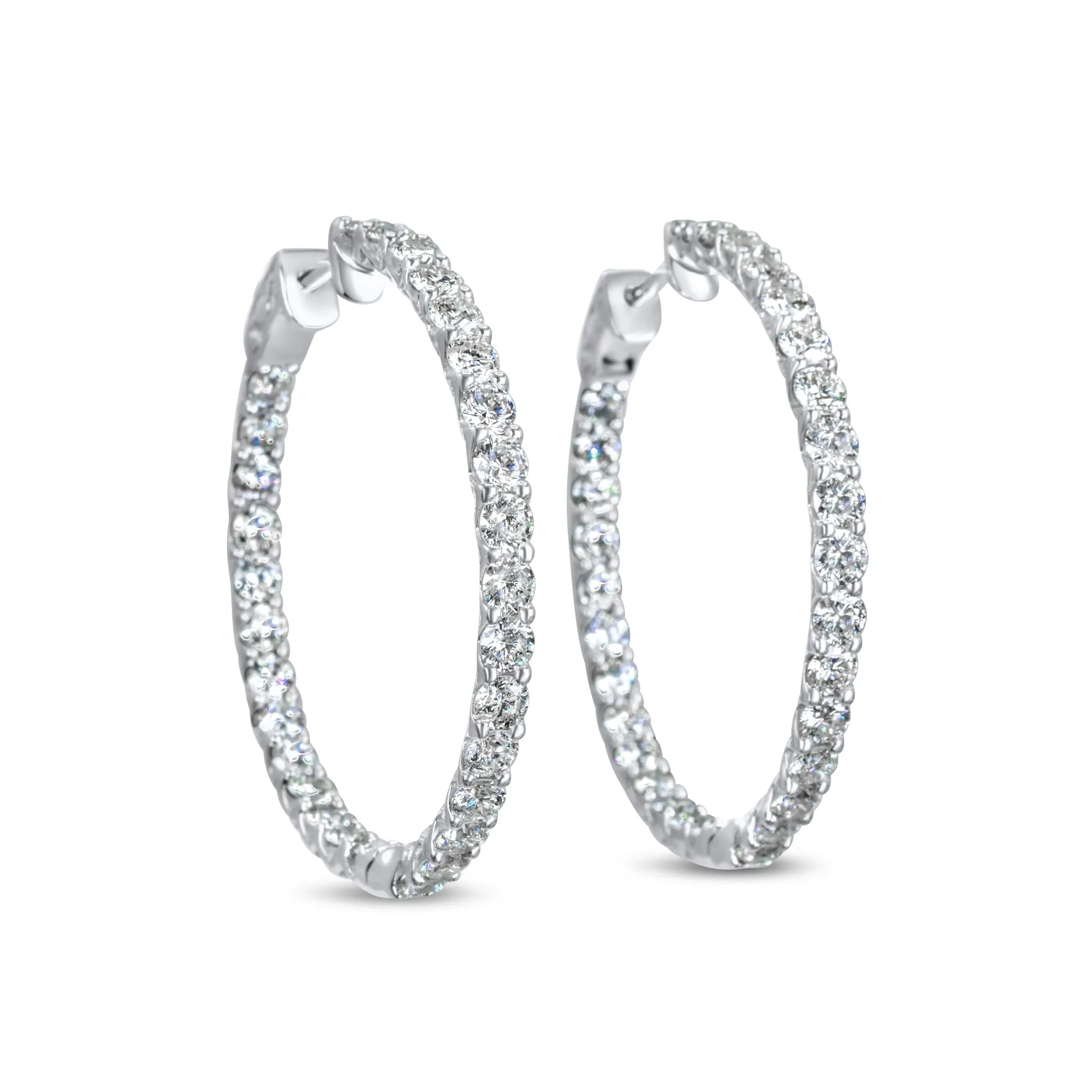 14k White Gold Diamond Hoop Earrings 5.36 ctw