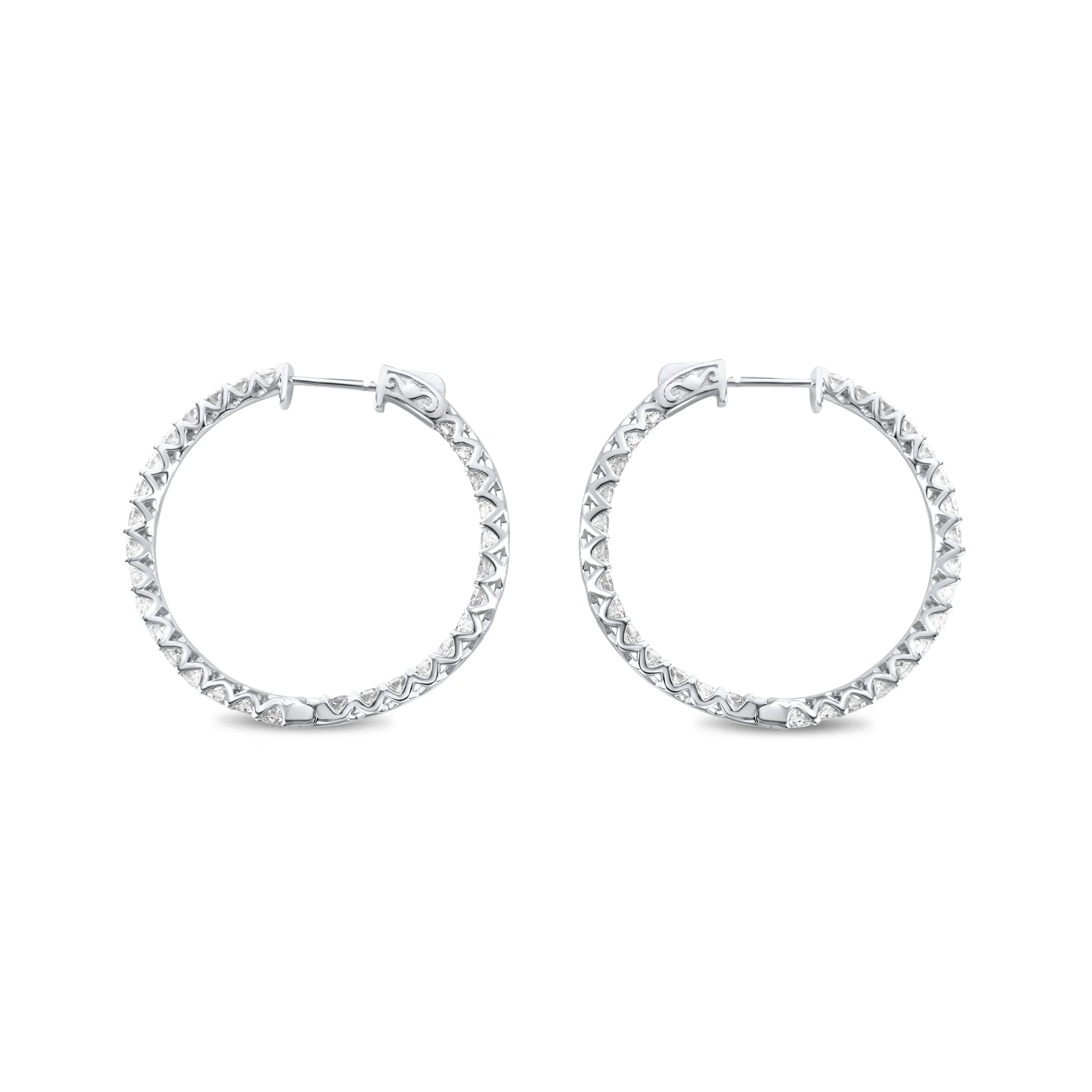 14k White Gold Diamond Hoop Earrings 5.36 ctw