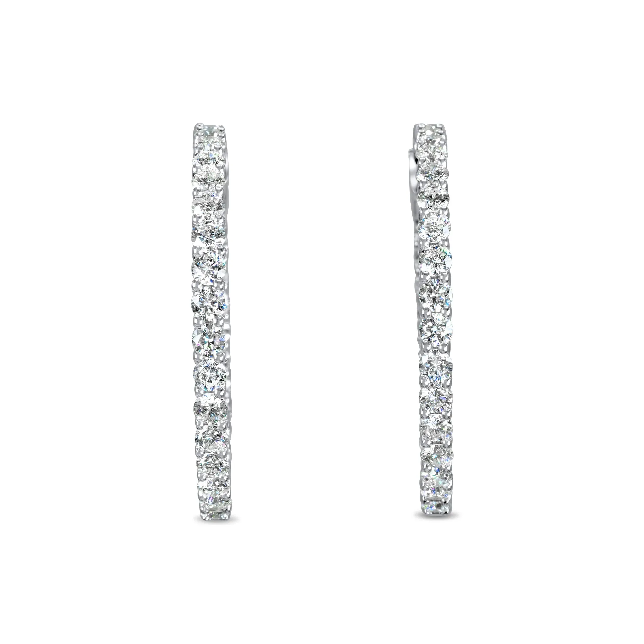 14k White Gold Diamond Hoop Earrings 5.36 ctw