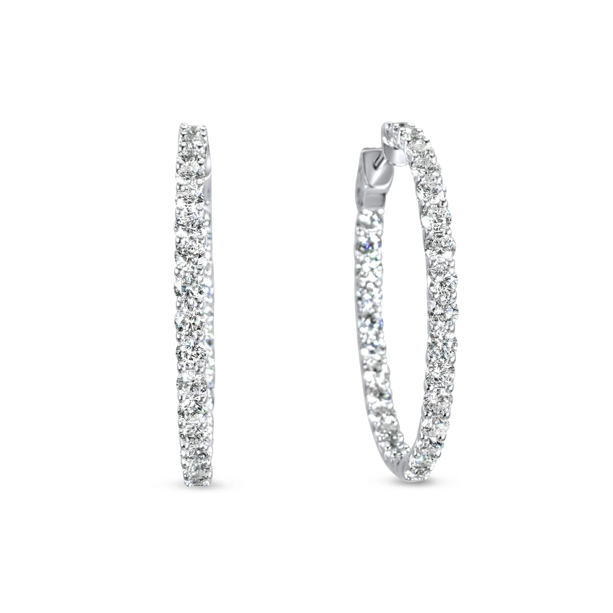 14k White Gold Diamond Hoop Earrings 5.36 ctw