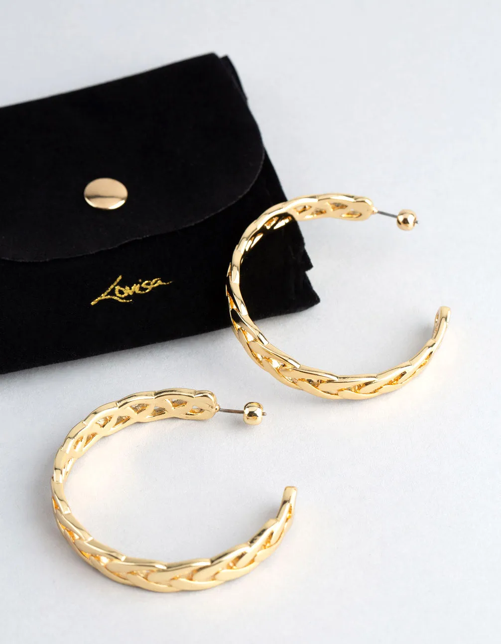 18ct Gold Plated Brass Chain Link Hoop Earrings