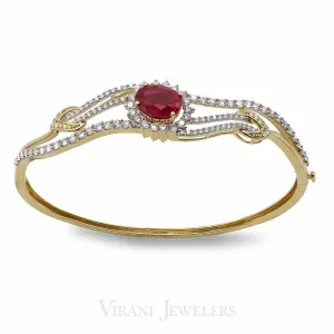 18K Gold Diamond Ruby Bangle