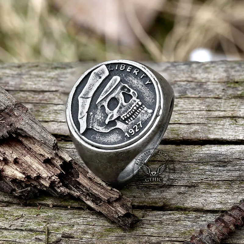 1927 Skull Stainless Steel Biker Ring