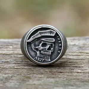 1927 Skull Stainless Steel Biker Ring