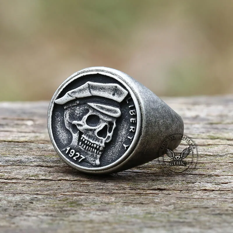 1927 Skull Stainless Steel Biker Ring