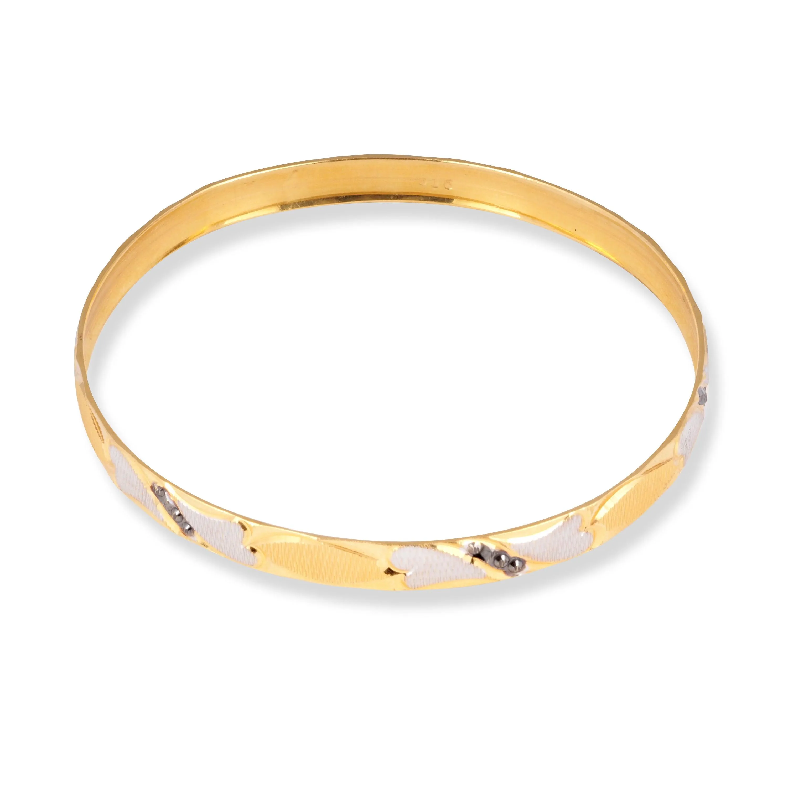 22ct Gold Bangle with Black & White Rhodium Plate Finish B-8559