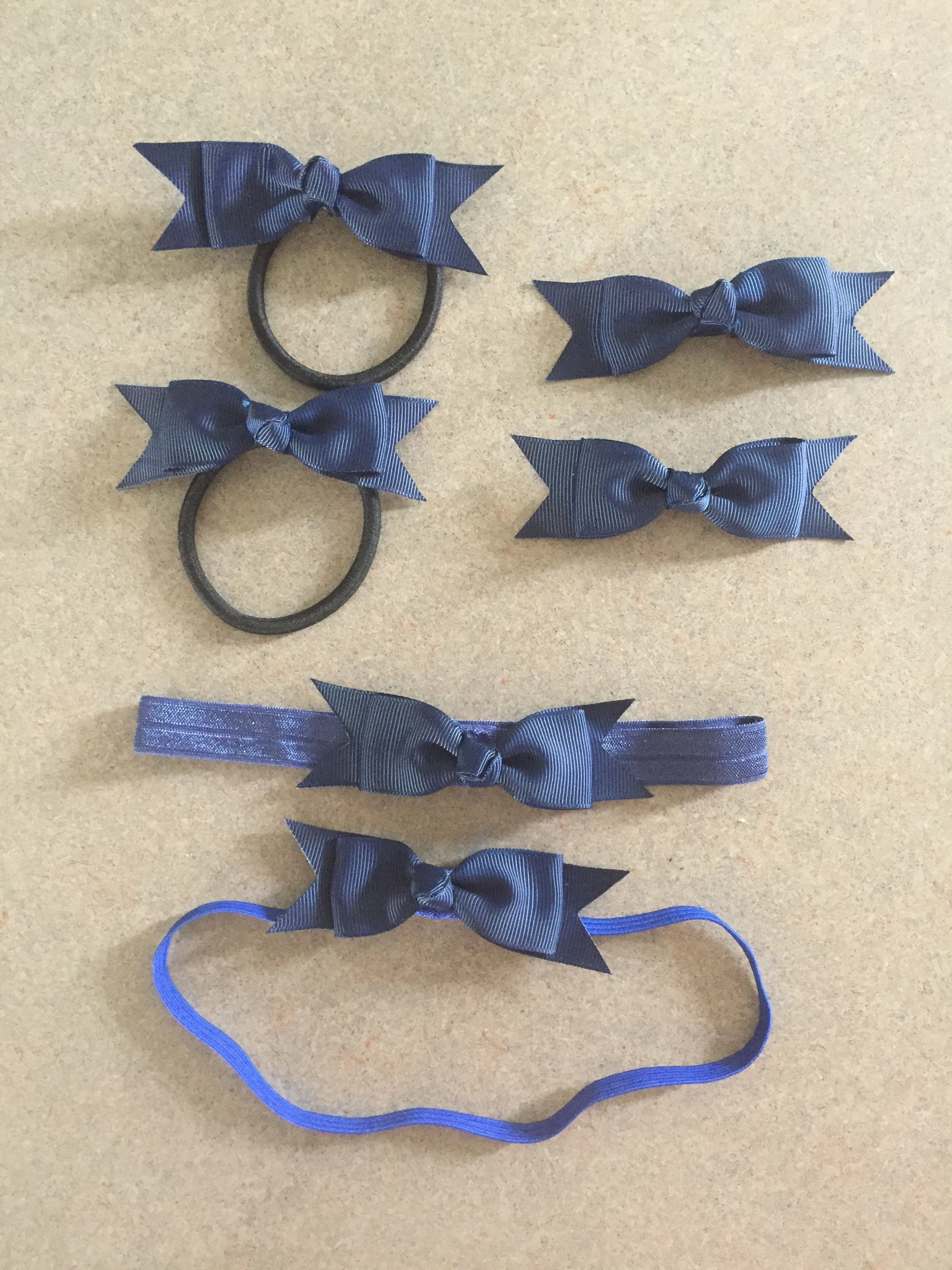 3 Inch Small flat bow on Elastic headbands