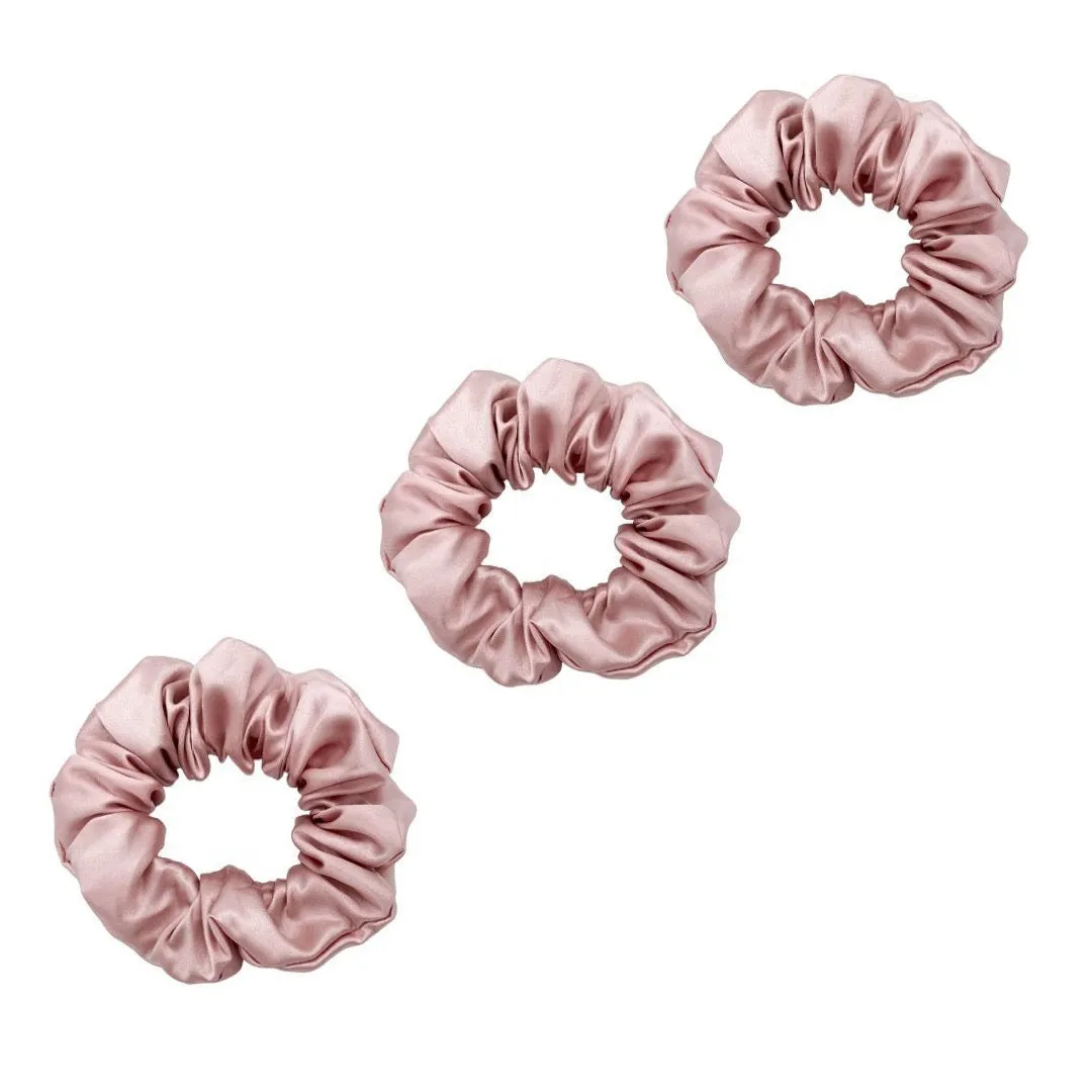 3 Pack Premium Mulberry Silk Scrunchies - Black - Medium