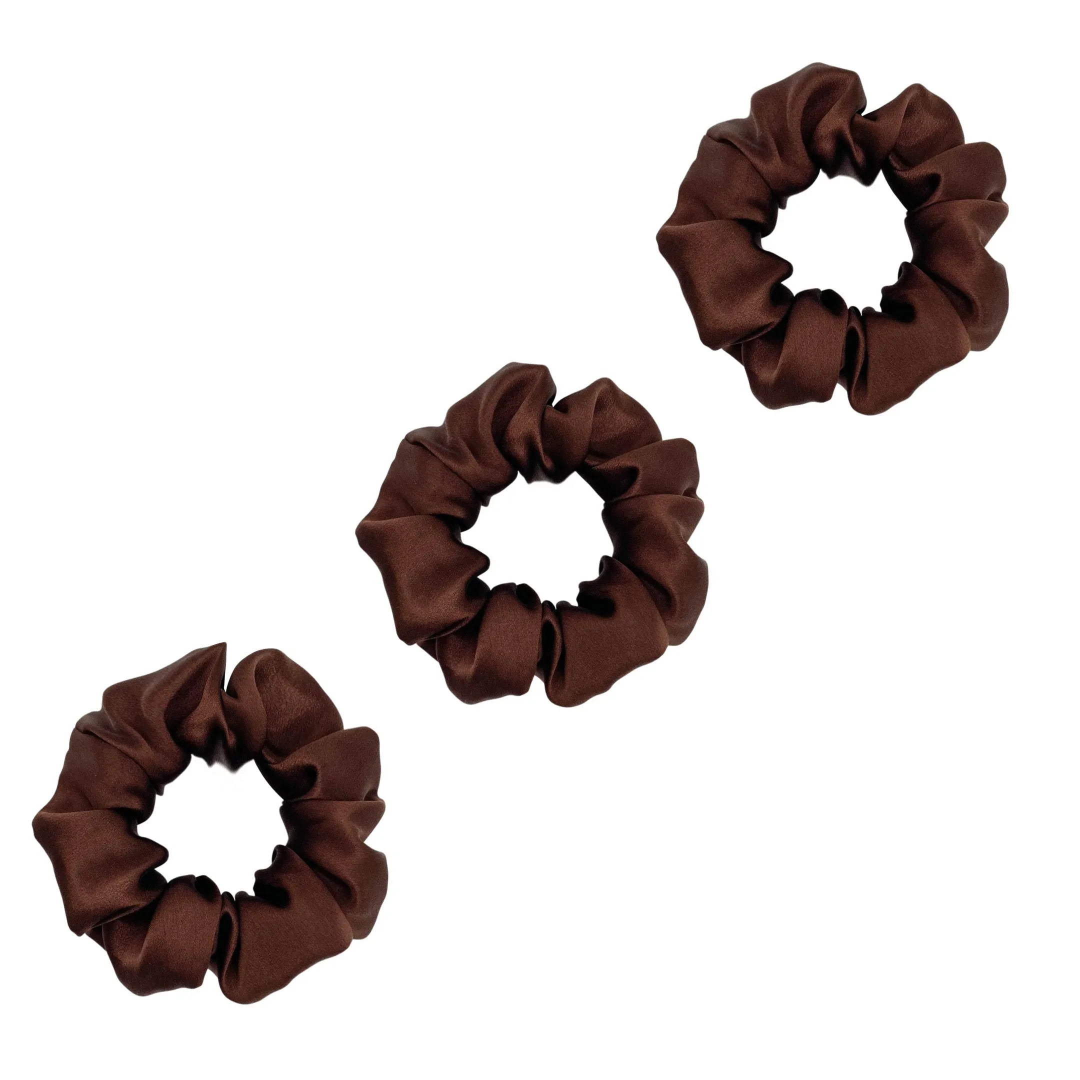 3 Pack Premium Mulberry Silk Scrunchies - Black - Medium