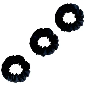 3 Pack Premium Mulberry Silk Scrunchies - Black - Medium