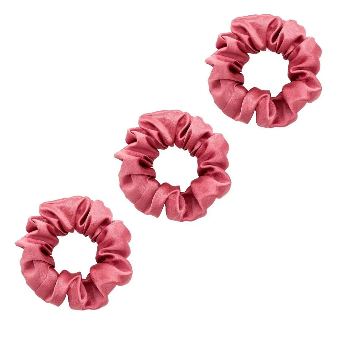 3 Pack Premium Mulberry Silk Scrunchies - Black - Medium