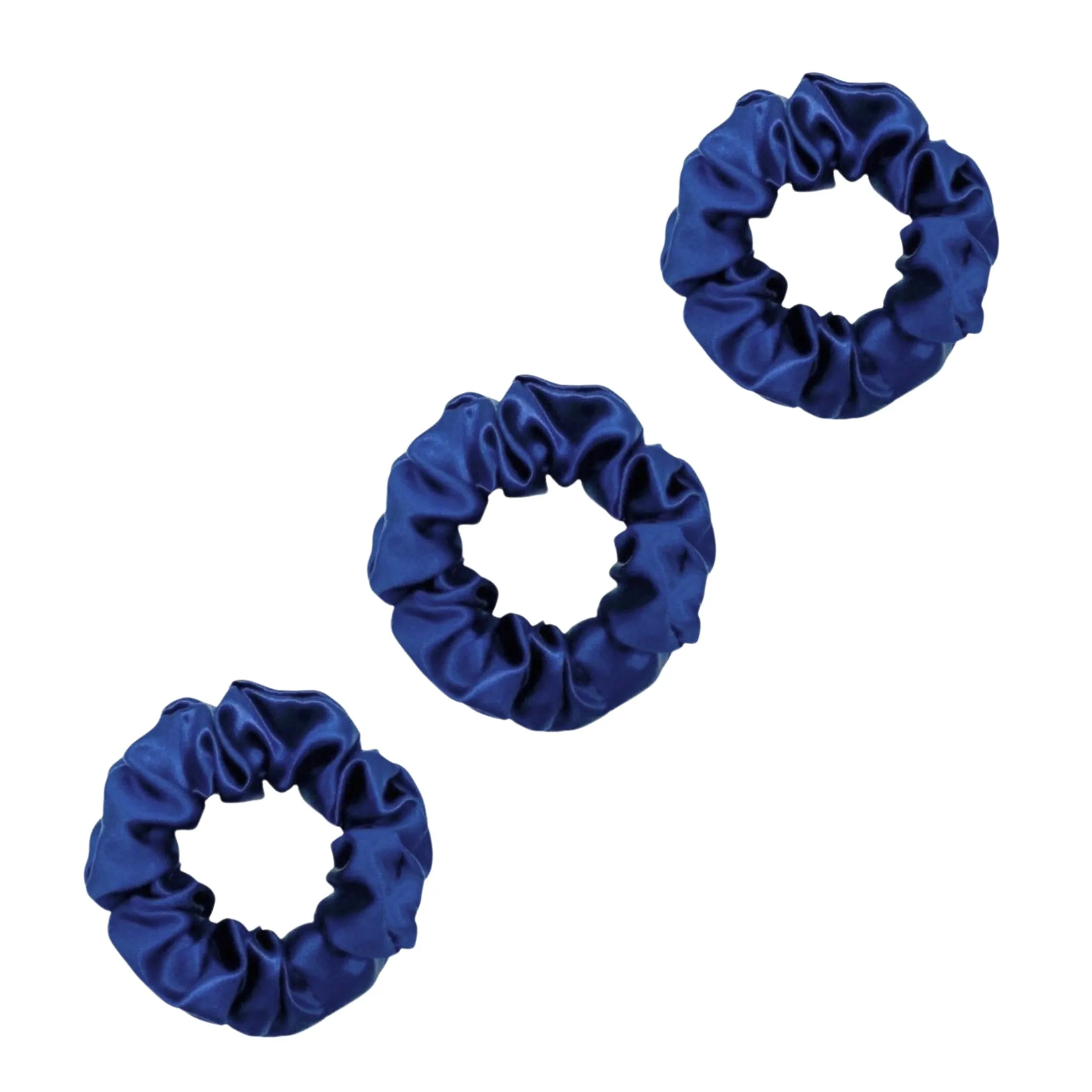 3 Pack Premium Mulberry Silk Scrunchies - Black - Medium