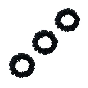 3 Pack Premium Mulberry Silk Scrunchies - Black - Small