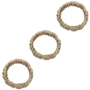 3 Pack Premium Mulberry Silk Scrunchies - Champagne Gold - Mini