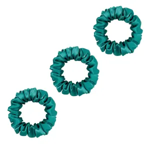 3 Pack Premium Mulberry Silk Scrunchies - Emerald - Small