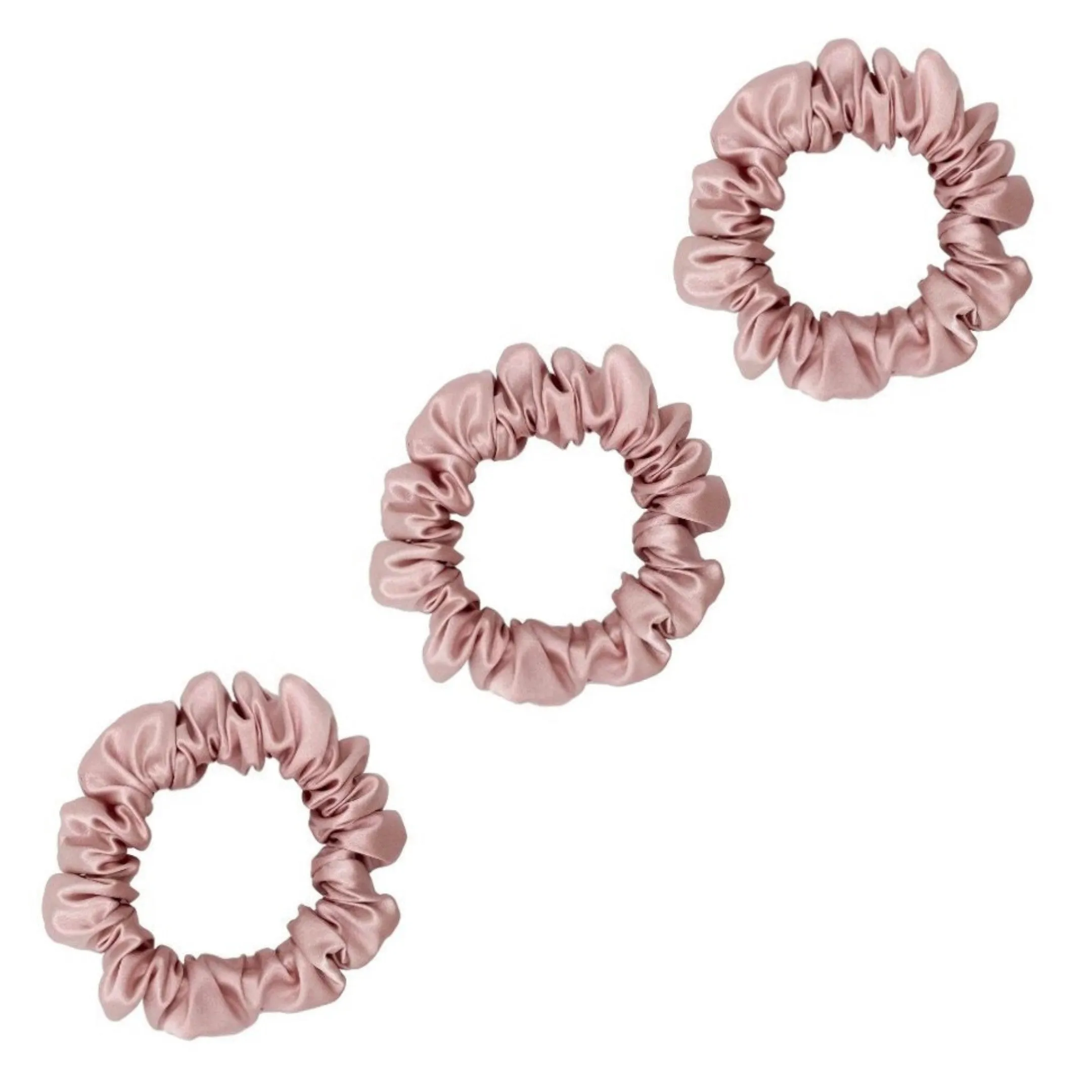 3 Pack Premium Mulberry Silk Scrunchies - Pink - Small