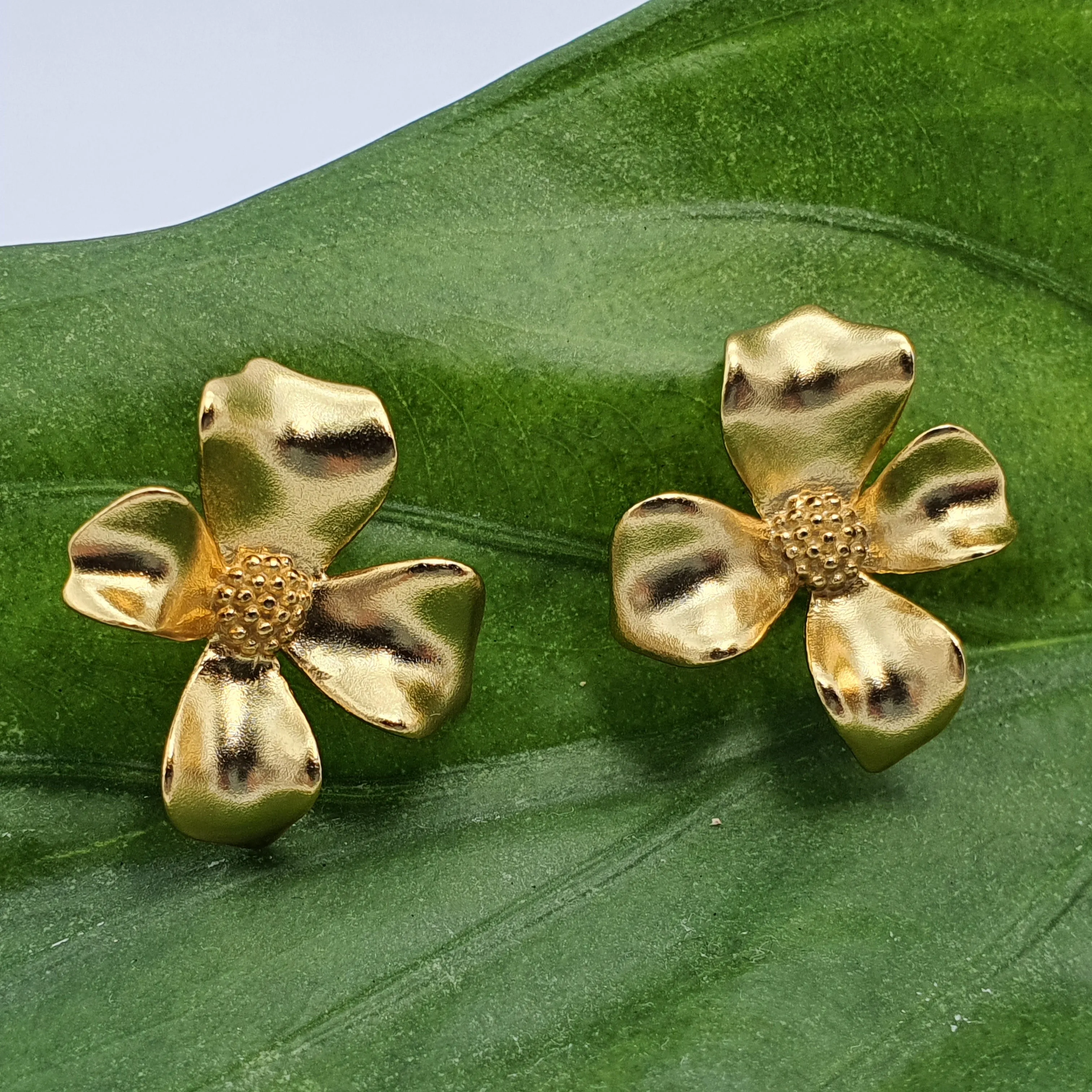 3D Flower Stud Earrings, Sterling Silver