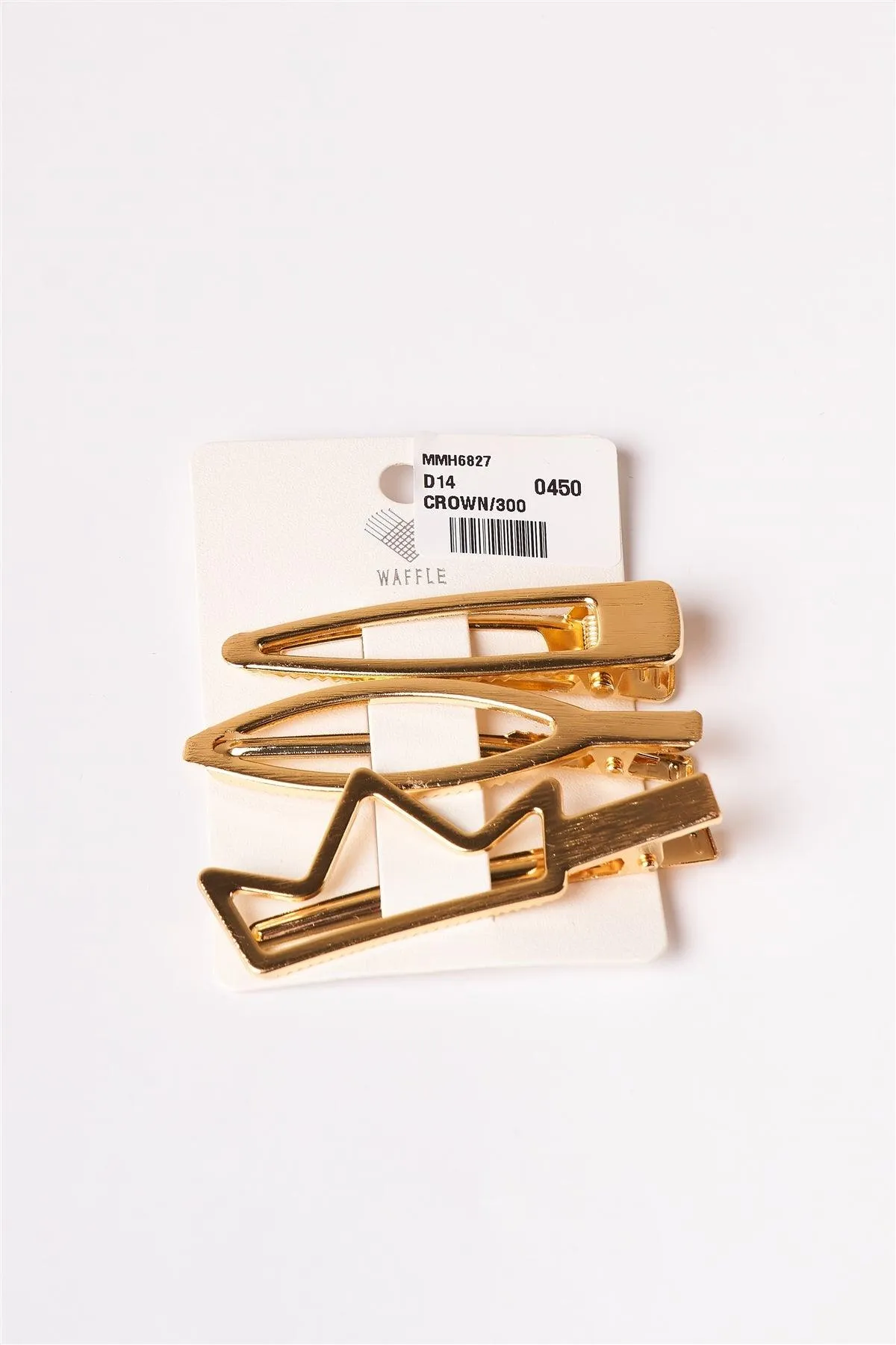 3pcs Gold Crown Shaped Hollow Hair Clip