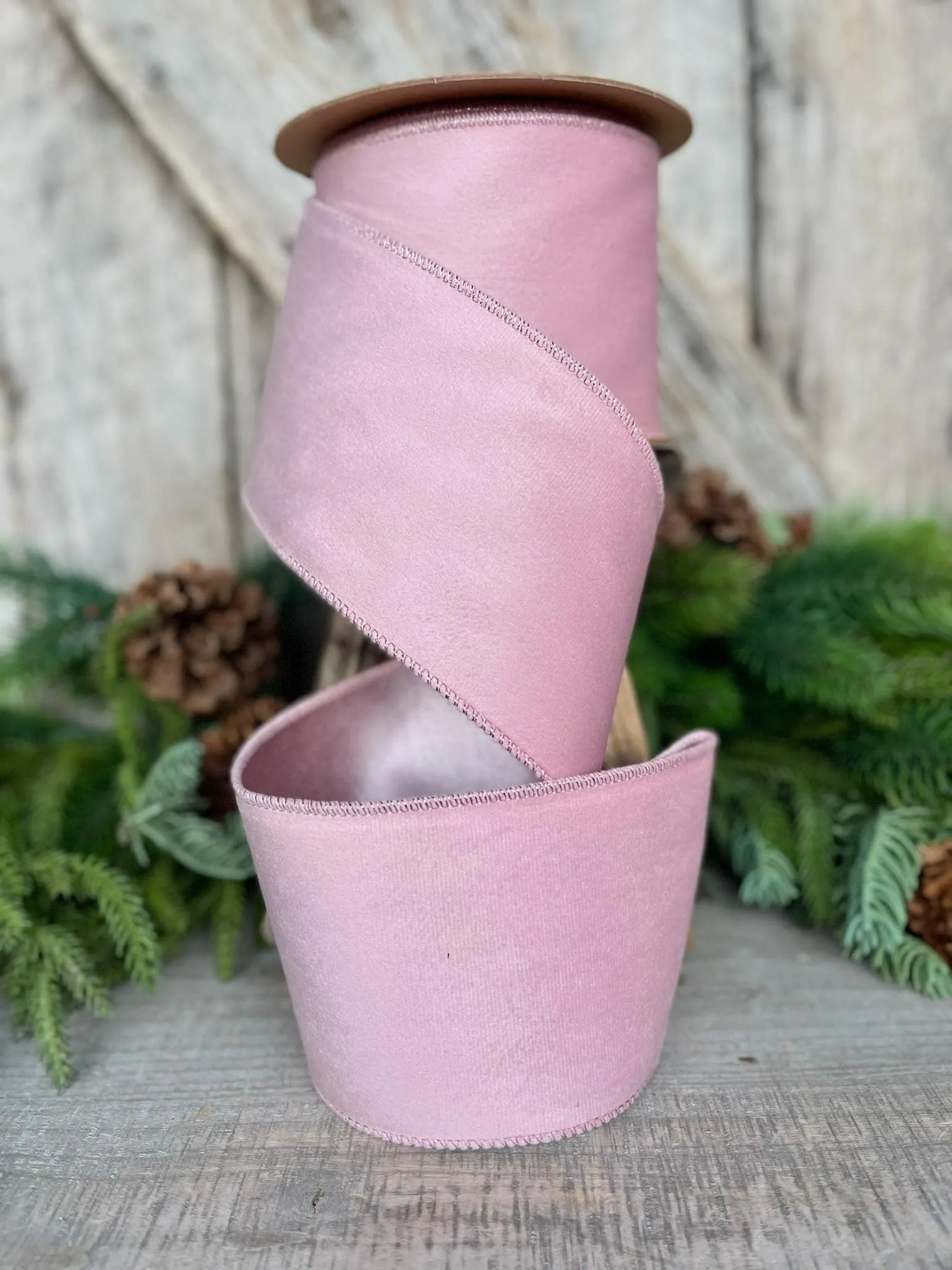 4" Pink Velvet Ribbon, Christmas Tree Pink Velvet ribbon