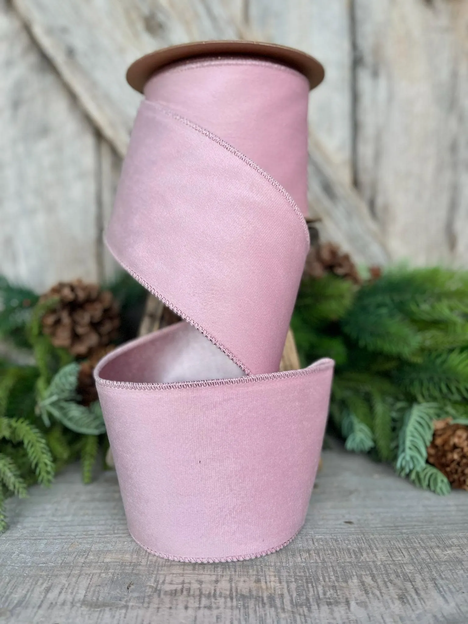 4" Pink Velvet Ribbon, Christmas Tree Pink Velvet ribbon