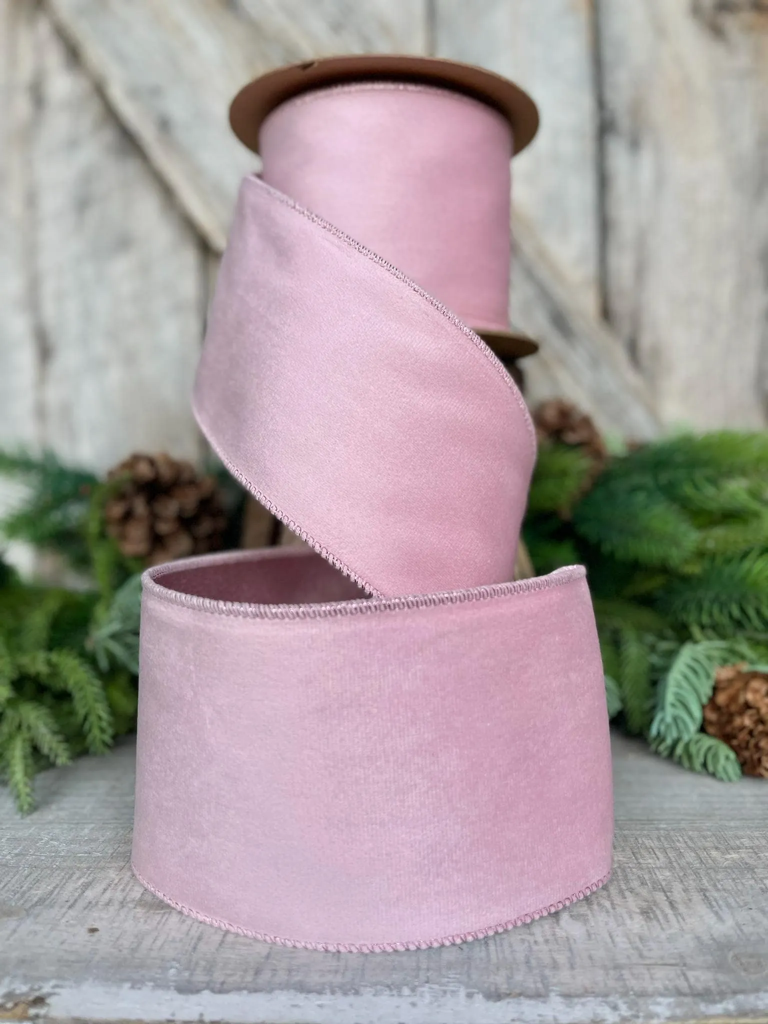 4" Pink Velvet Ribbon, Christmas Tree Pink Velvet ribbon